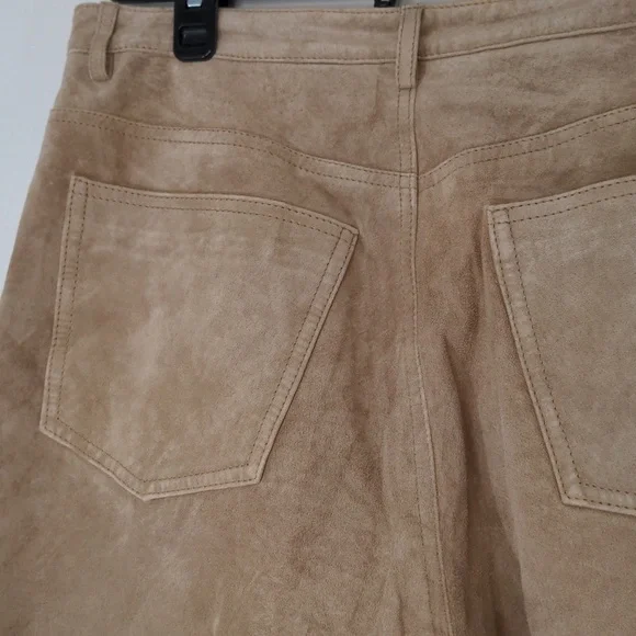 BRANDON Thomas Suede Leather Tan High Waisted Pants 8 - Picture 6 of 7